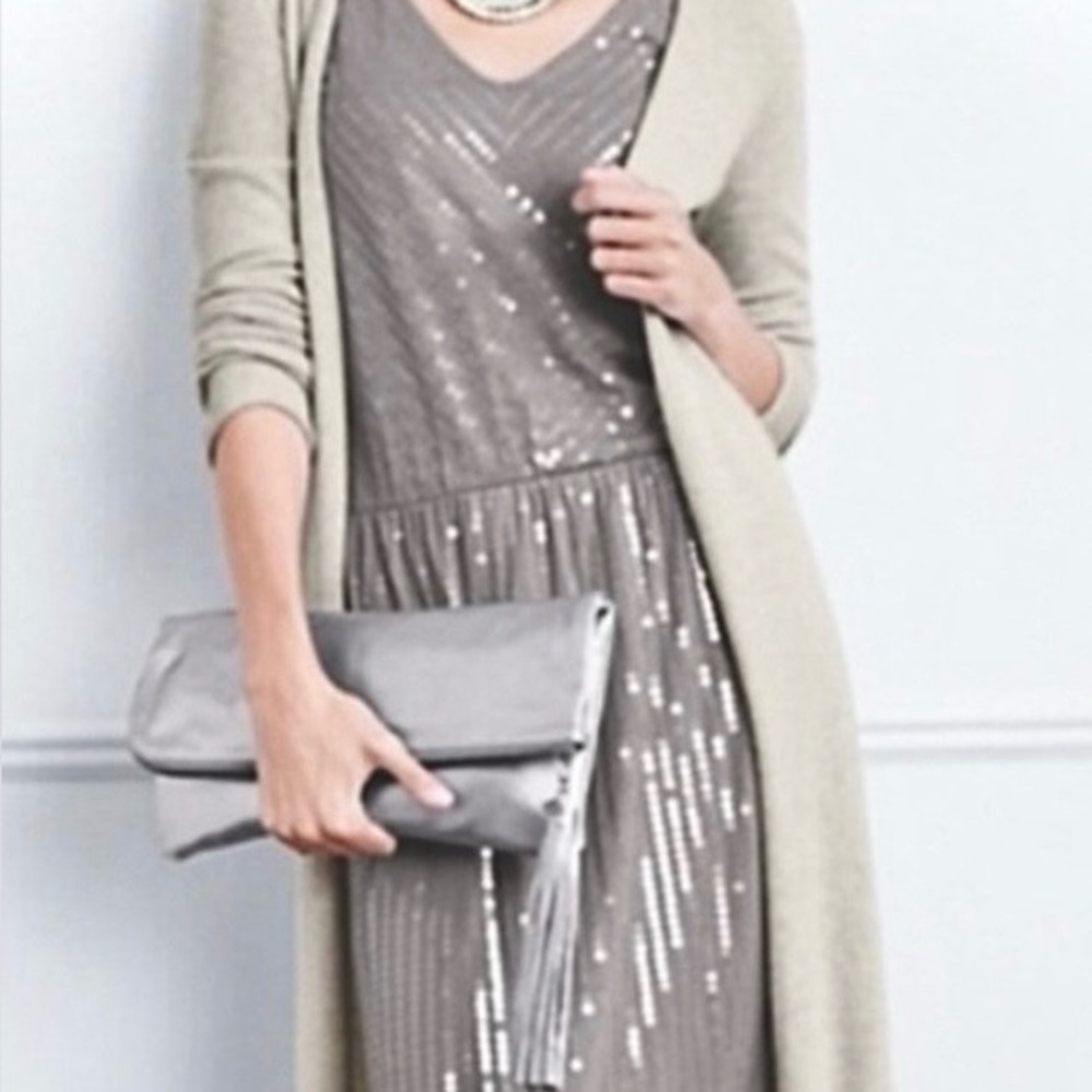 Garnet Hill Shimmering Cotton Jersey Gray Maxi Dress